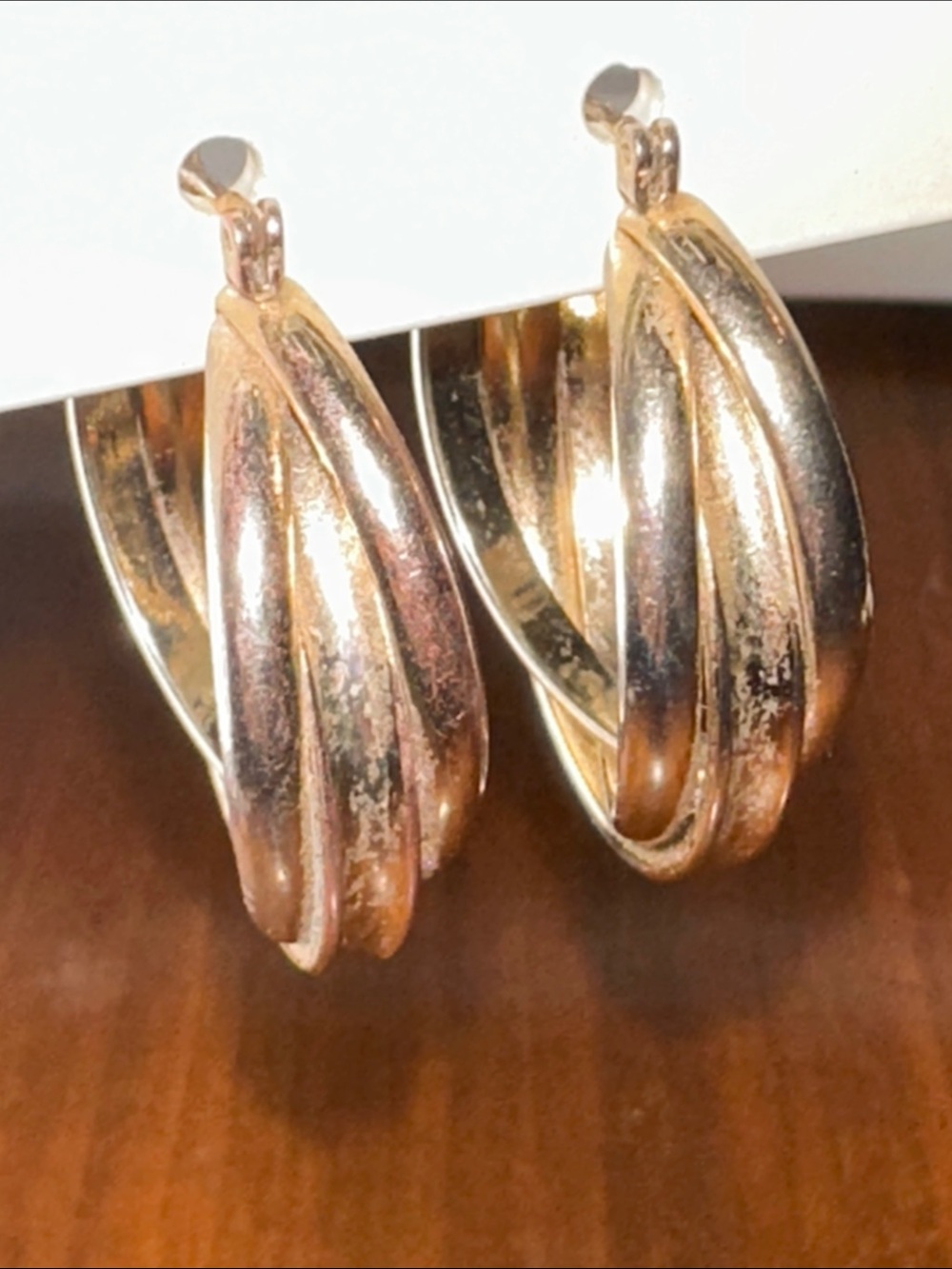 Classic Gold-Tone & Silver Tone Interwoven Triple Hoop Earrings
